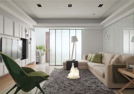 中洲中央城邦125平三居室现代风格装修案例