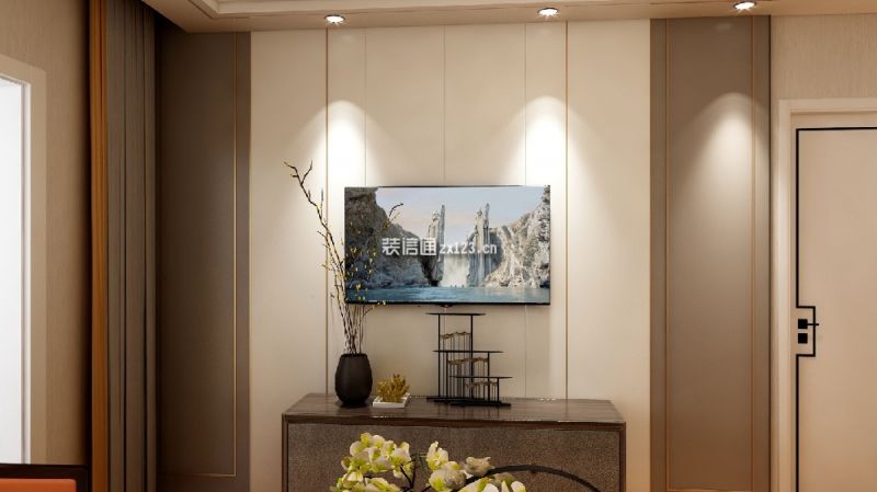 阳光凡尔赛宫110㎡新中式三居室装修案例