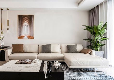 鸿华城现代风格140平米三居室设计效果图案例