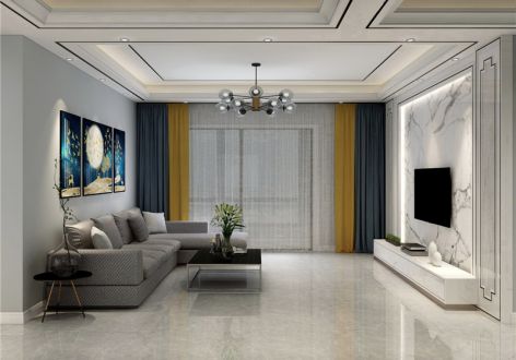 高尚领域135平米三居室现代简约风格装修案例
