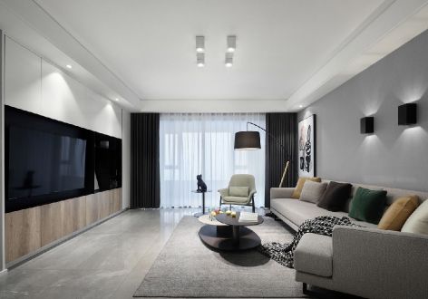 中海城现代风格121平米三居室设计效果图案例