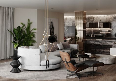 时代领峯130㎡现代轻奢风格三居室装修案例