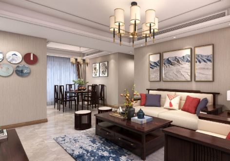 龙湖星海彼岸140㎡四居室新中式风格装修案例