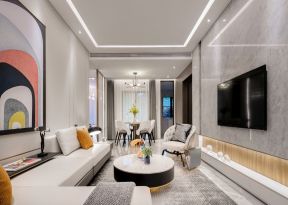 120平方房子现代风格客厅装潢设计实景图