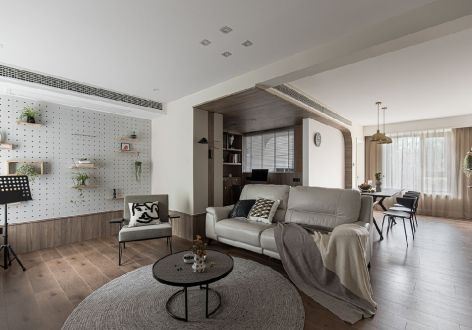 宏锦万花城现代风格137平米三居室设计效果图案例