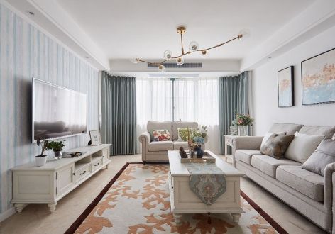 碧桂园凤凰琉璃海美式风格135平米三居室设计效果图案例