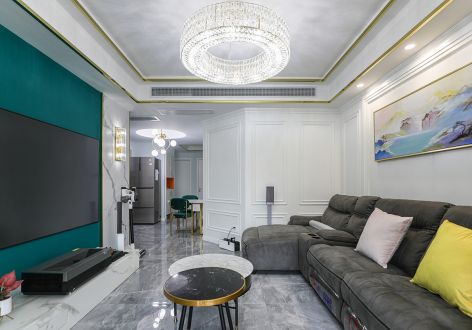 香逸湾4期100平米三室二厅轻奢风格装修案例