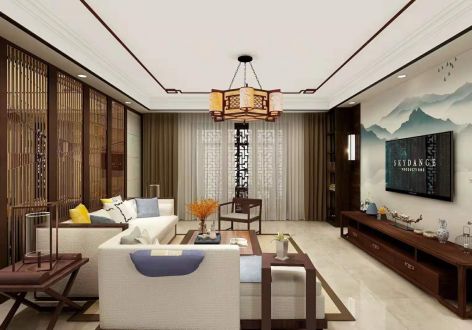 黄山始信苑100平米新中式风格三居室装修案例