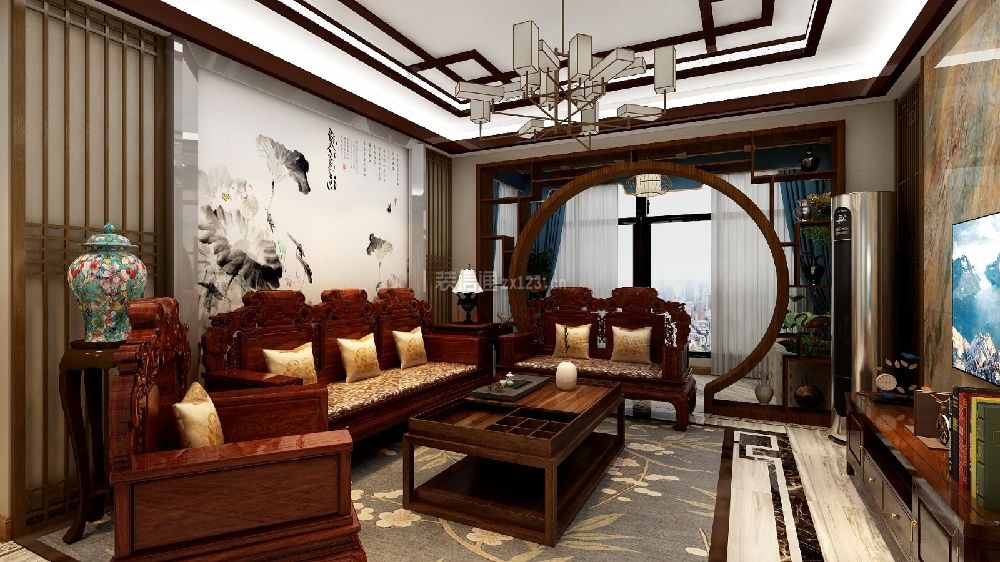 中式风格客厅家具 中式风格客厅背景装修风格 