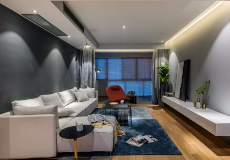 中国铁建西派唐颂时尚现代风140平米三室两厅装修案例