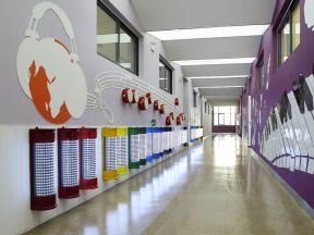 成都学校装修图片 学校走廊设计 学校走廊装修效果图