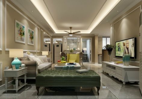 绿地海森林150平米四室两厅美式风格装修案例