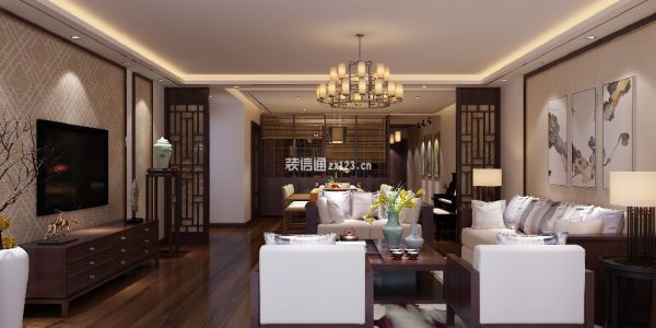 宏都峰景194㎡四居室中式风格装修案例