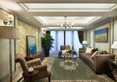 棠琳湾欧式风格140平米三居室装修案例