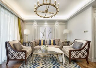 现代美式风格客厅沙发装修效果图