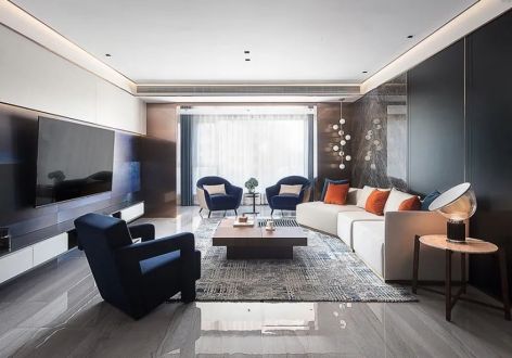 仁恒河滨城160平米四居室现代简约风格装修案例