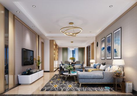 锦绣现代城新中式风格141平米三室两厅装修案例