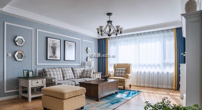 兰亭山水141㎡三居室现代美式装修案例