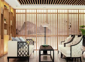 新中式足浴店接待区沙发设计图