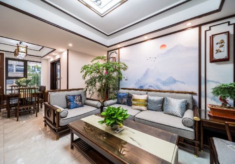 上海城120平米中式三居装修案例