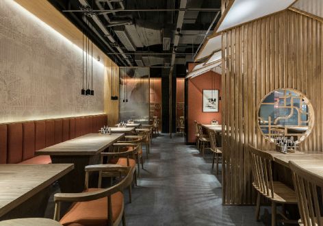 餐饮店新中式风格350平米装修案例