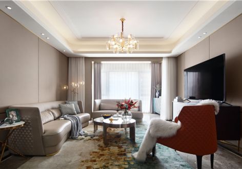 华侨城129平米现代轻奢风格三居室装修案例