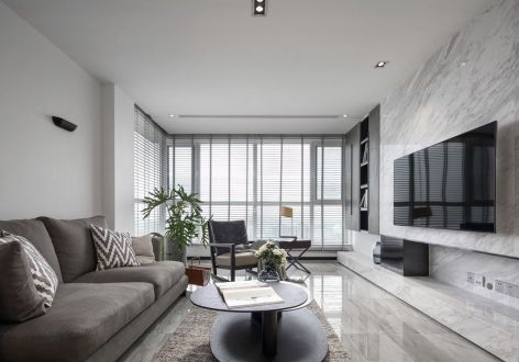 龙城国际现代风格112平米三居室装修案例