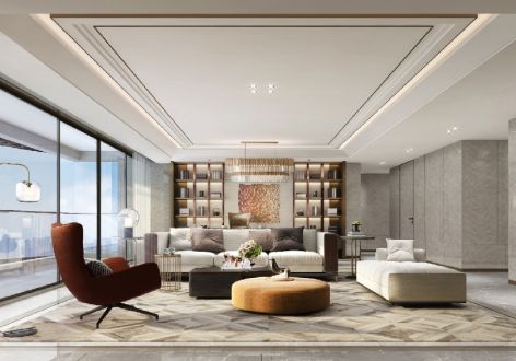 新湖明珠城190㎡现代轻奢风格四居室装修案例