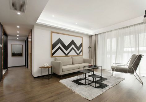 东方雅苑现代风格112平米三居室装修案例