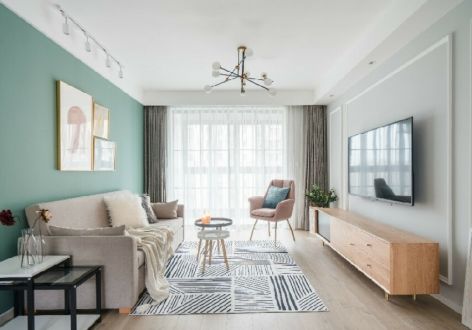 香橙珑樾北欧风格75平米二居室装修设计图案例