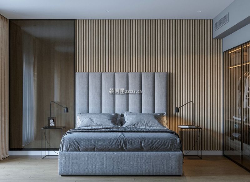 奥体金茂悦现代风格96平米二居室装修设计图案例