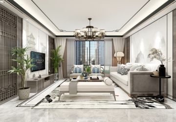 尚品国际106平米新中式风格三居室装修案例