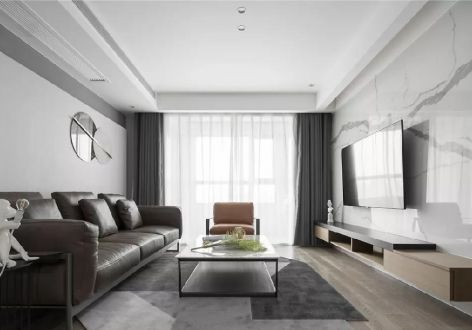 时代豪庭130平三居室现代简约风格装修案例