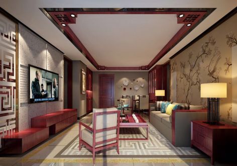 锦艺四季城香颂苑中式风格142平米四室两厅装修案例