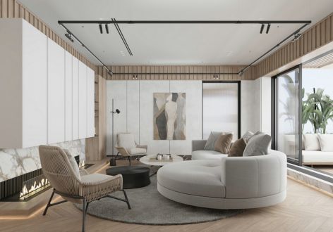 北大资源100平米三居室现代轻奢风格装修案例