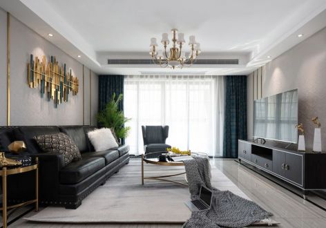 中海万锦豪园现代轻奢风格115平米三居室装修案例