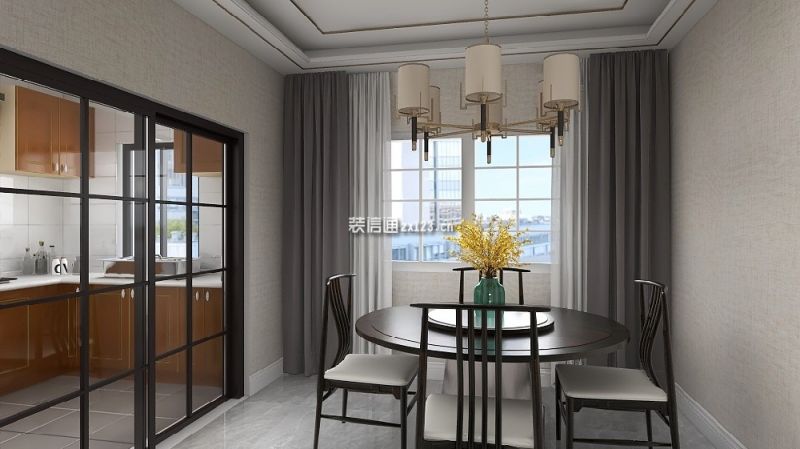 保利香槟国际115平米新中式风格三居室装修案例