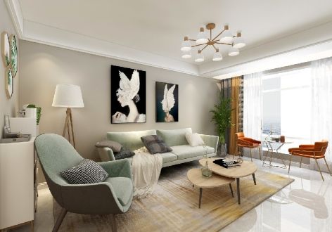 名城紫金轩现代风格78平米二居室装修设计图案例