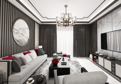蔷薇国际120平米现代中式风格四居室装修案例
