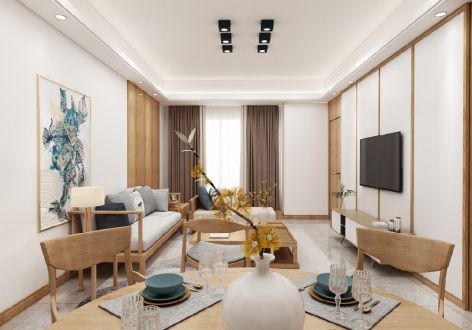 中海华庭150平米四居室新中式风格装修案例