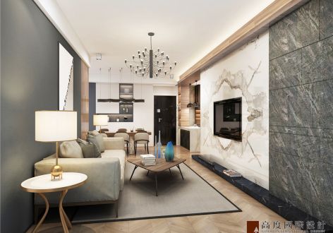 蓝泰海乐府现代风格120平米三居室装修案例