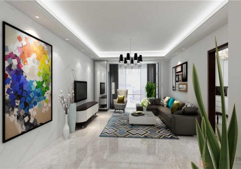 蓝城印象170平米三居室现代简约风格装修案例