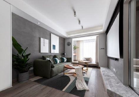 中铁阅山湖现代风格82平米三居室装修效果图案例