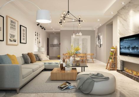 职工住宅100㎡北欧风格三居室装修案例