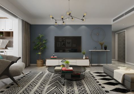 济南绿城兰园现代风格127平三居室装修效果图案例