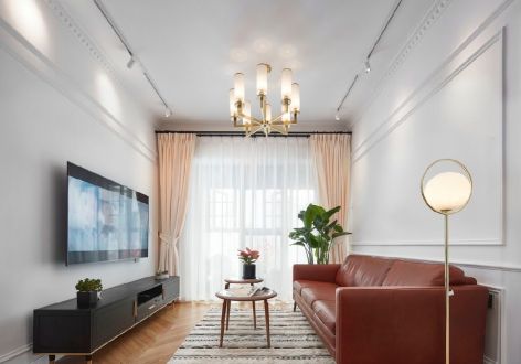 国鑫·凤垭山美式风格109平米三居室装修效果图案例