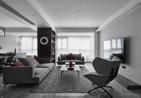 世茂福晟·钱隆御品现代风格138平米三居室装修效果图案例