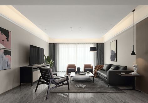 名城紫金轩现代风格170平米三居室装修效果图案例