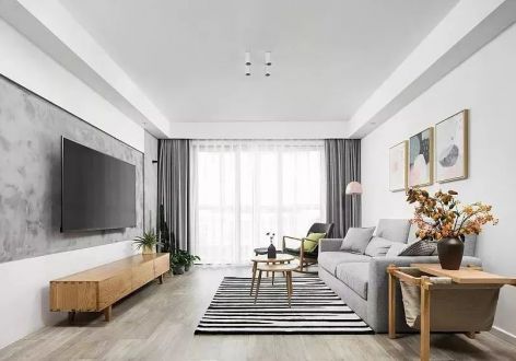 富力悦山湖日式风格89平米二居室装修效果图案例