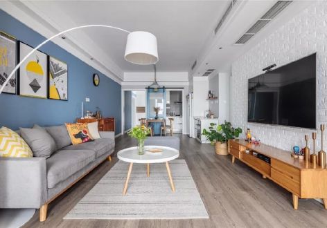 三盛·璞悦湾北欧风格130平米三居室装修效果图案例